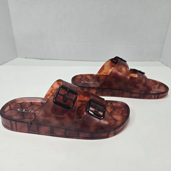 CL by Laundry Jaylen Translucent Tortoise Shell Slip-on Jelly Slide Sandals Sz 7 - Picture 2 of 14